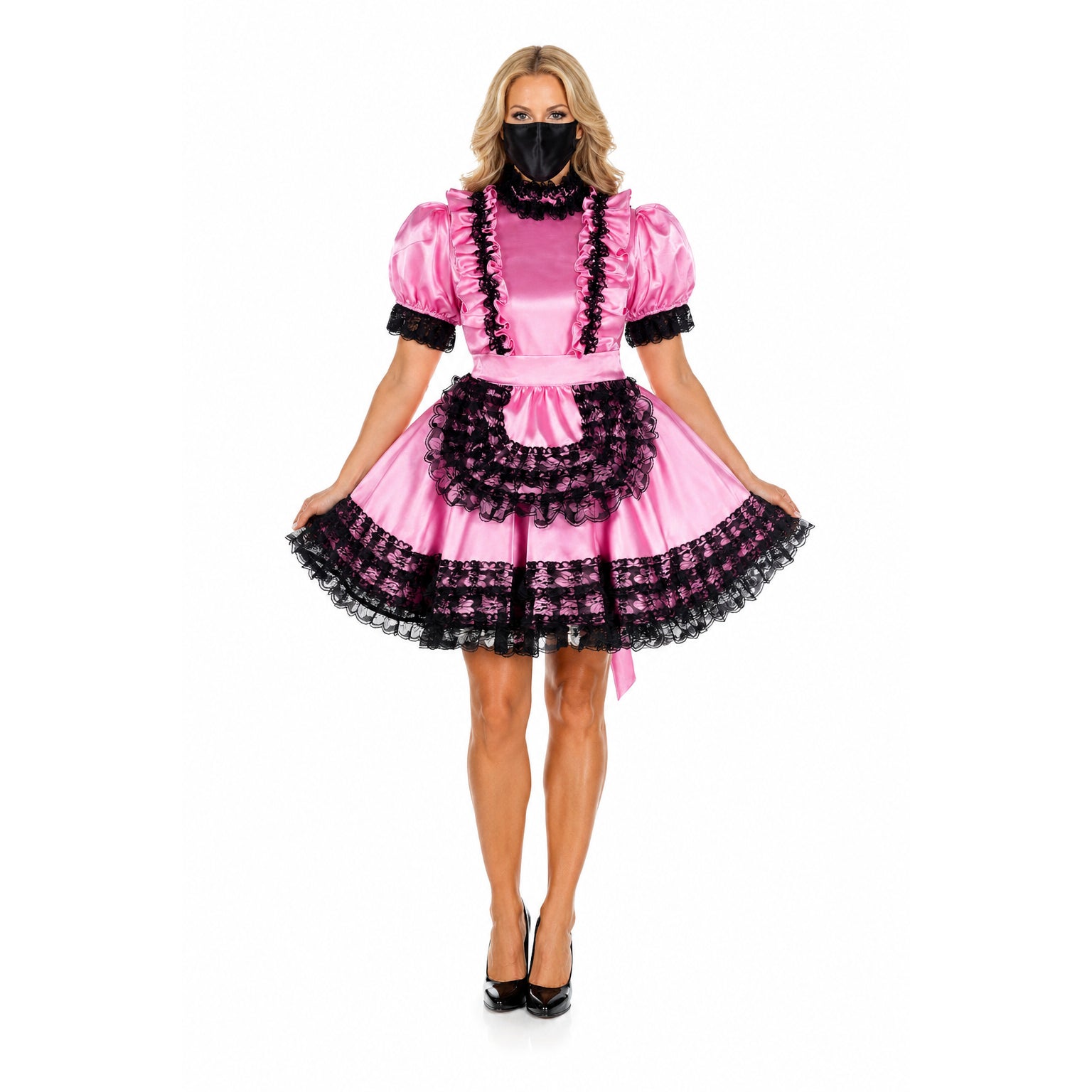 pinkes Satinkleid G2158