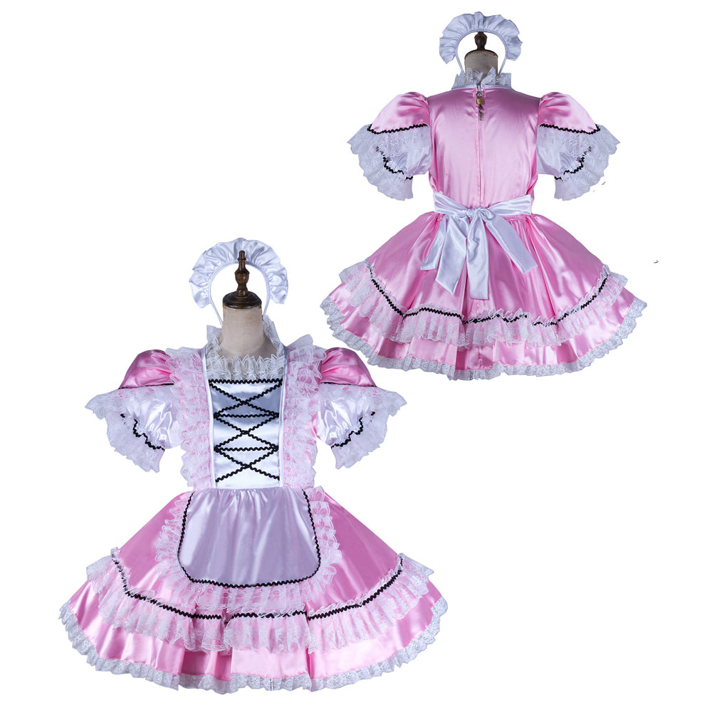pink satin dress G2159
