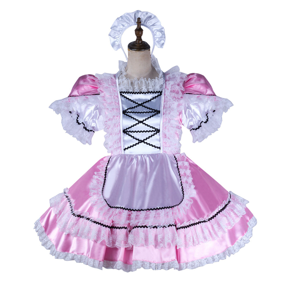 pink satin dress G2159