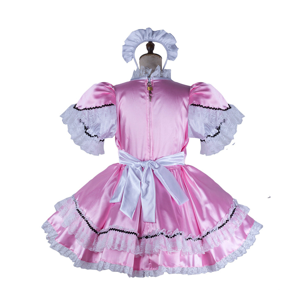pink satin dress G2159