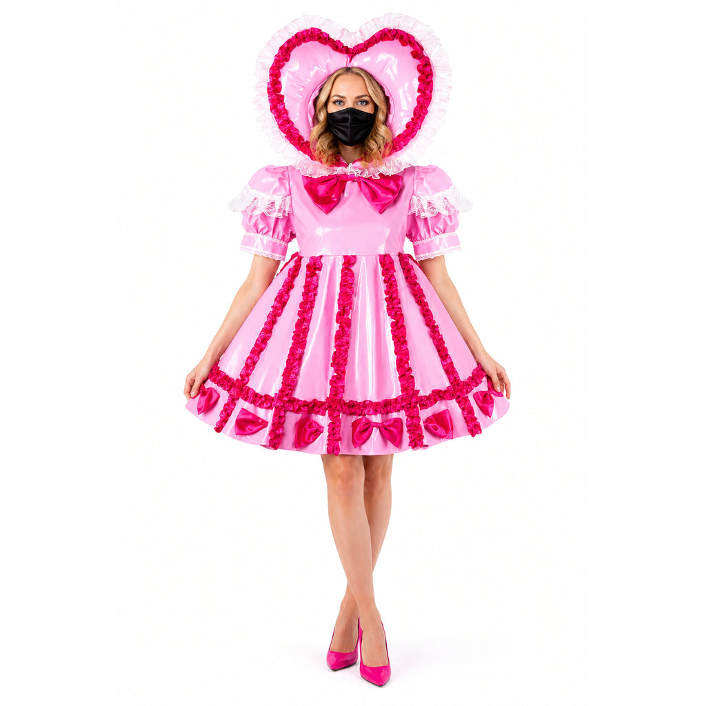 pink thin pvc dress G2161
