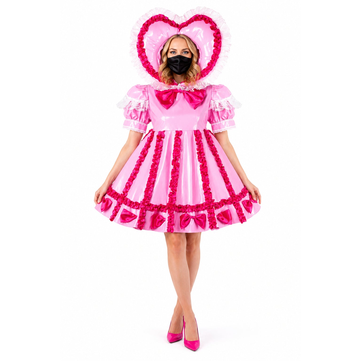 pink thin pvc dress G2161