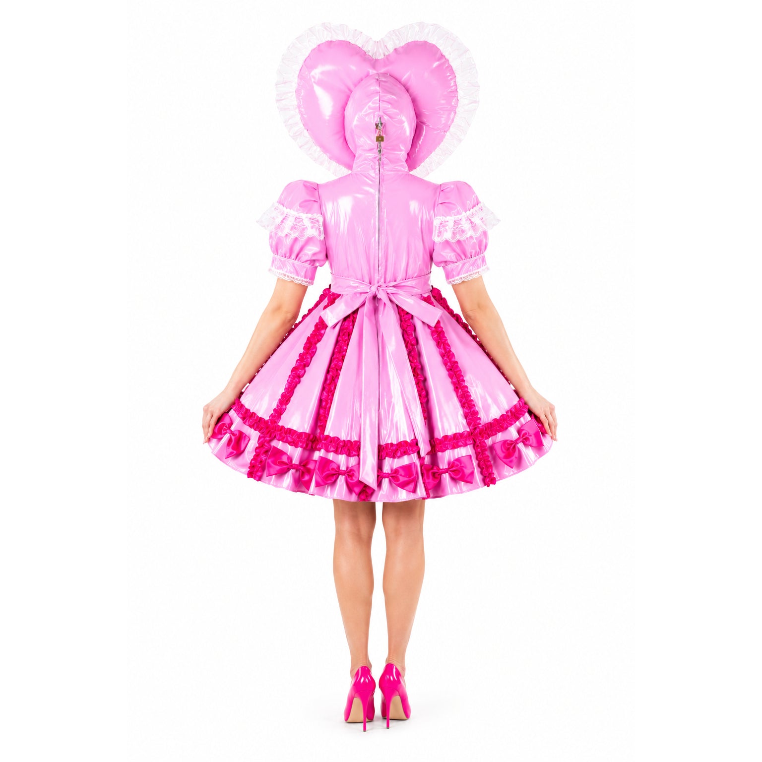 pink thin pvc dress G2161