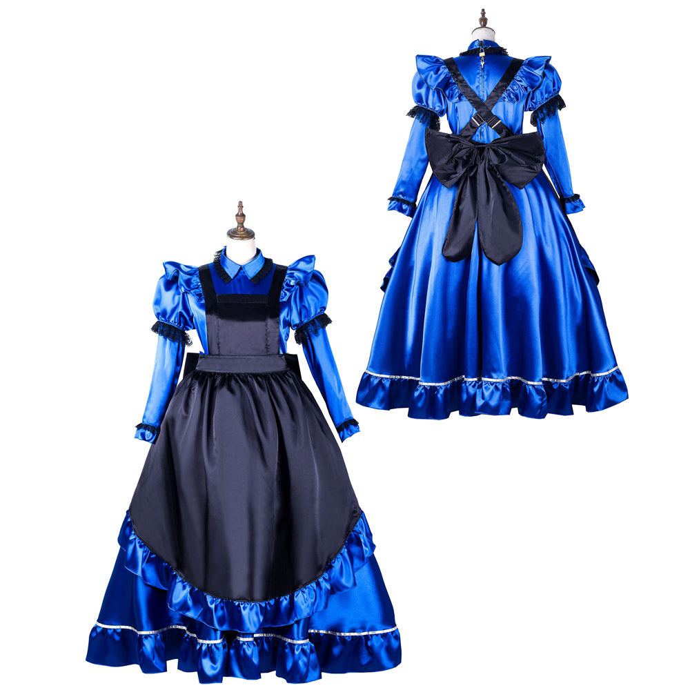 blaues Satinkleid G2162