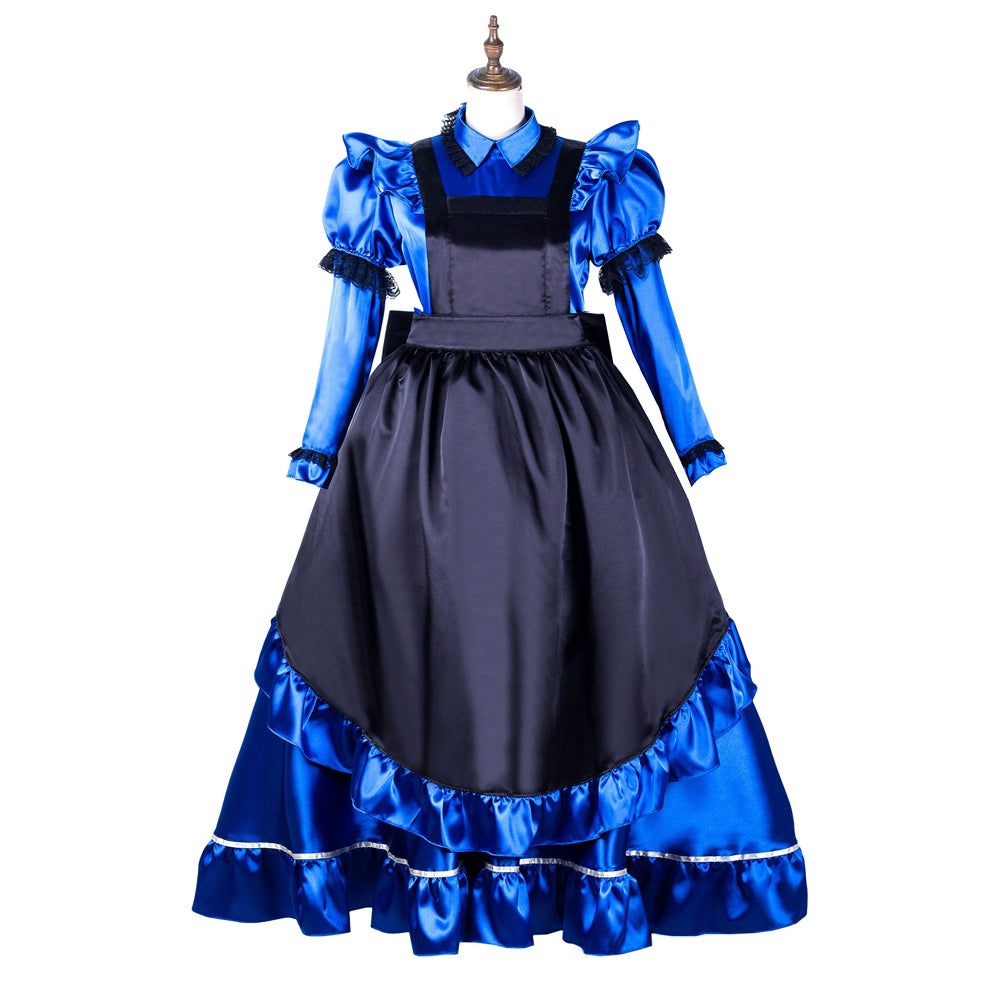blaues Satinkleid G2162
