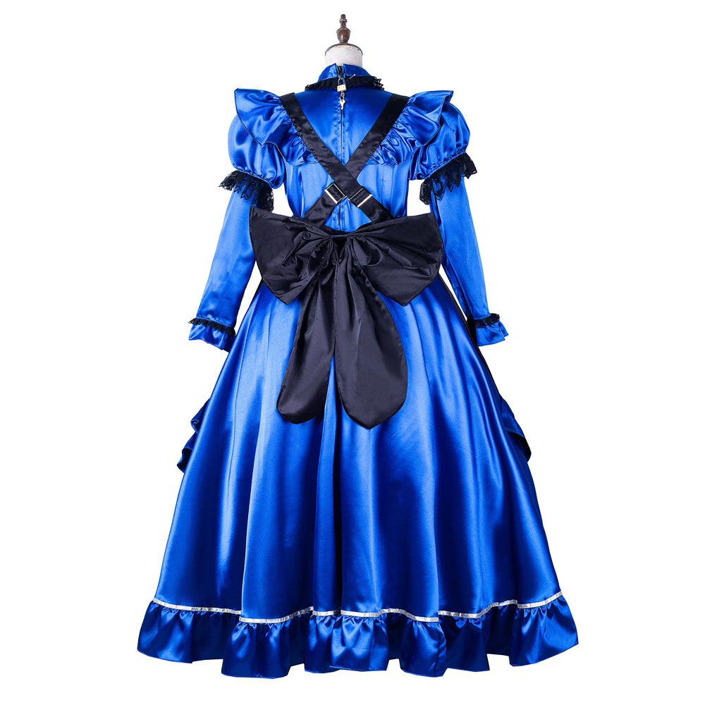 blaues Satinkleid G2162
