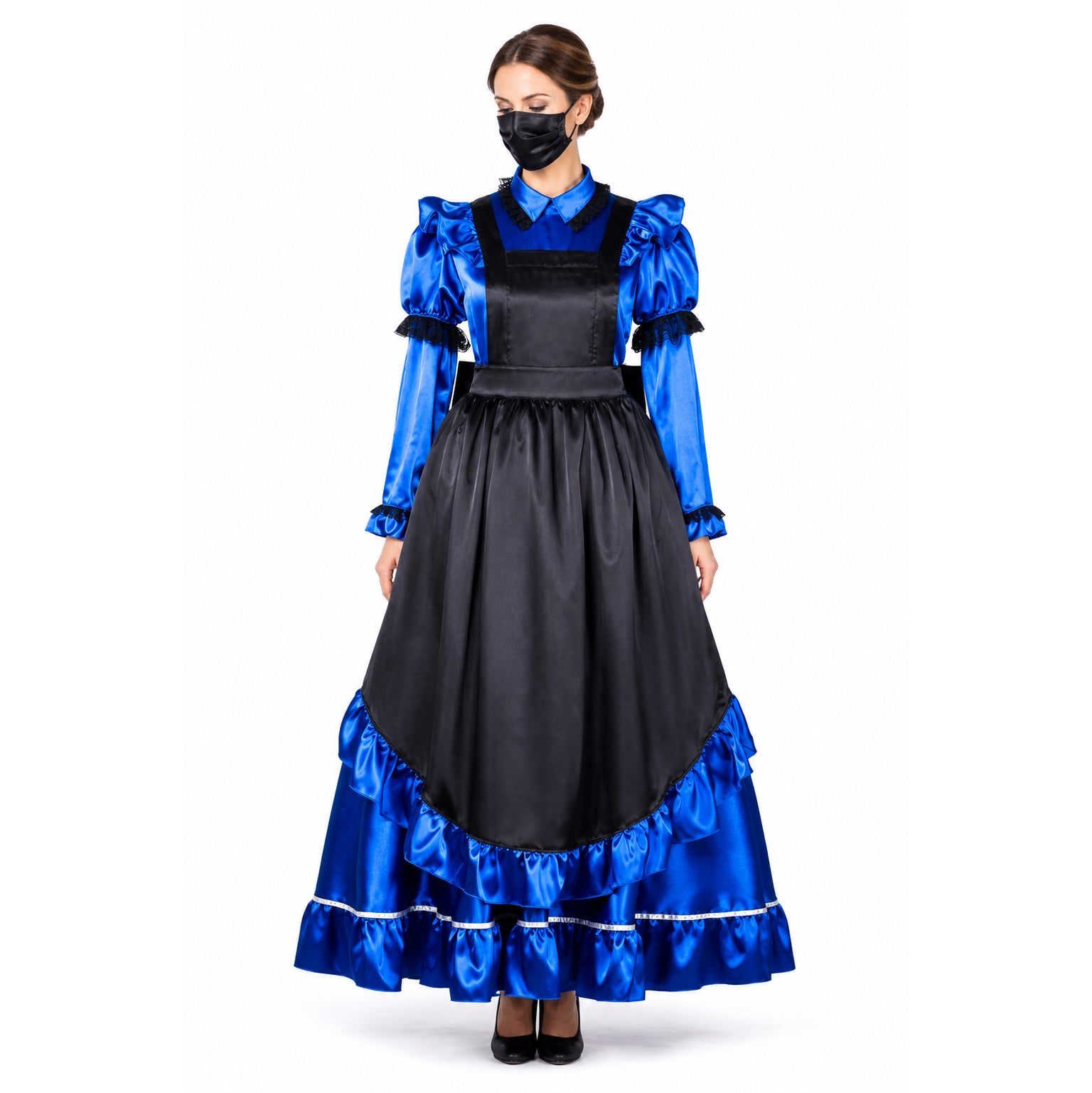 blaues Satinkleid G2162