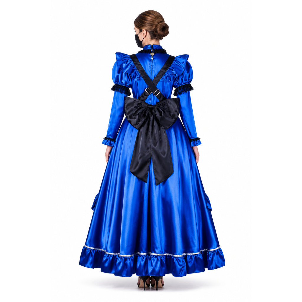 blaues Satinkleid G2162