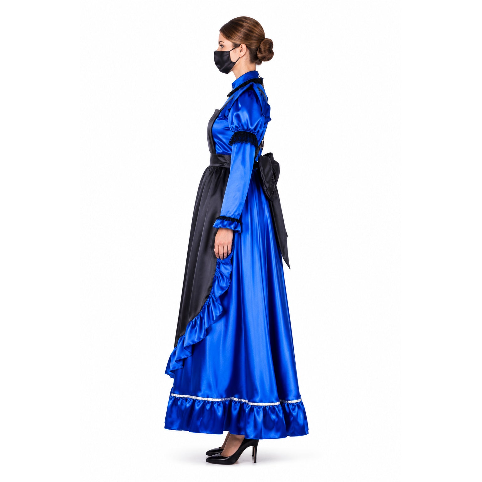 blaues Satinkleid G2162