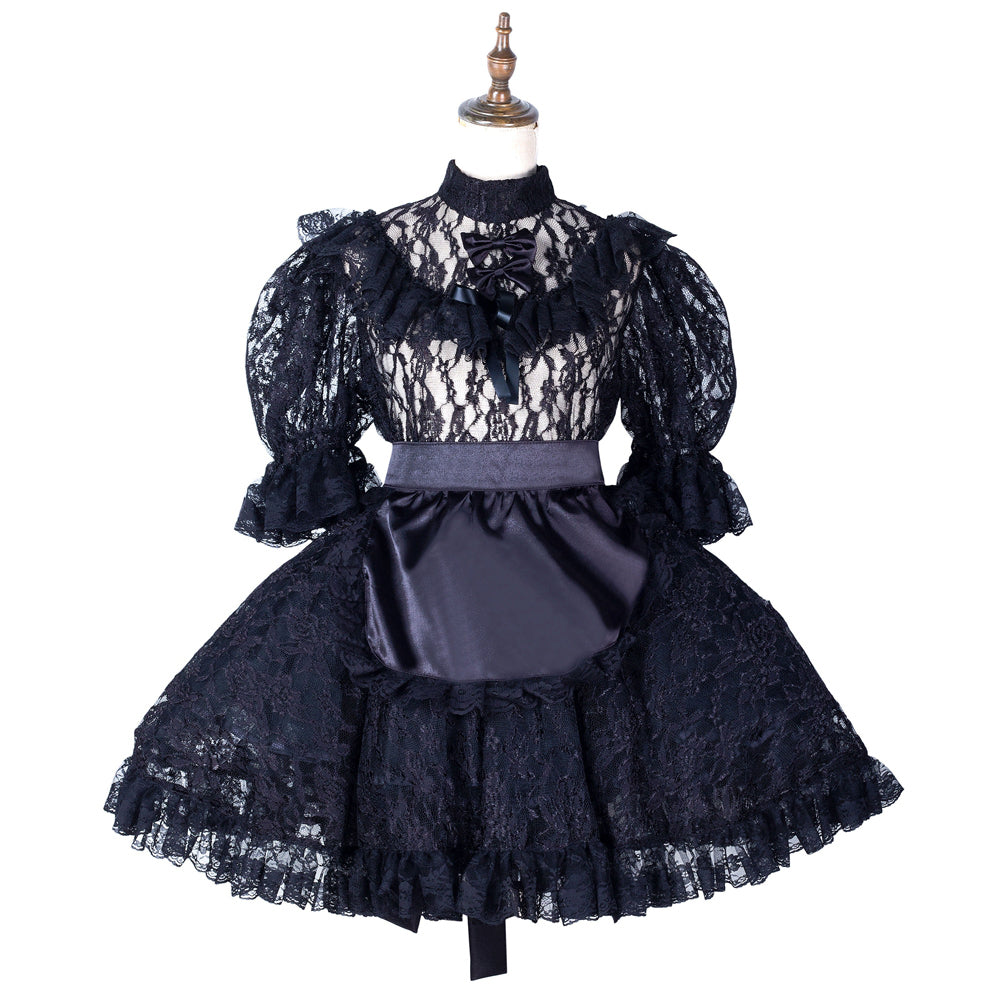 schwarzes Spitzenkleid G2163