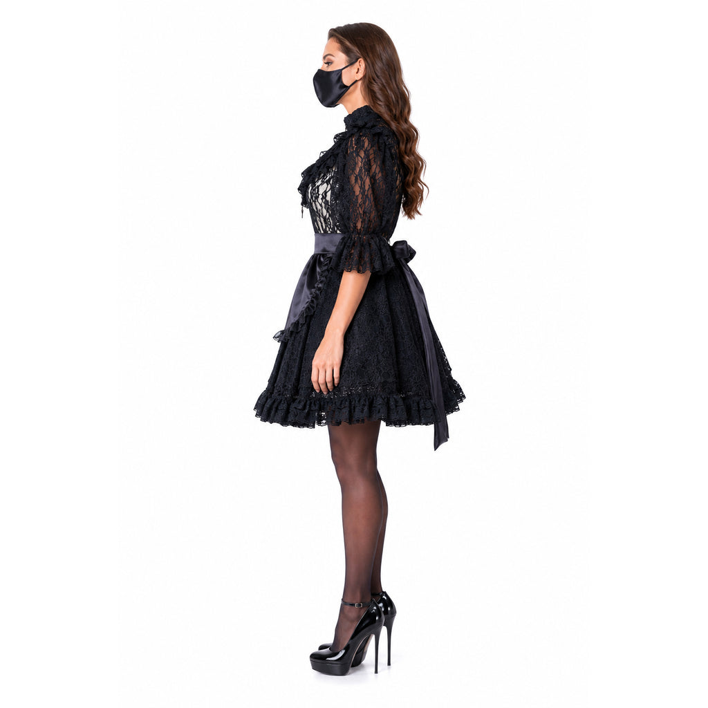 schwarzes Spitzenkleid G2163