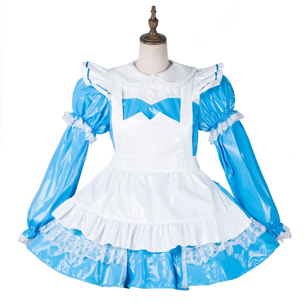 blaues dünnes PVC-Kleid G2164