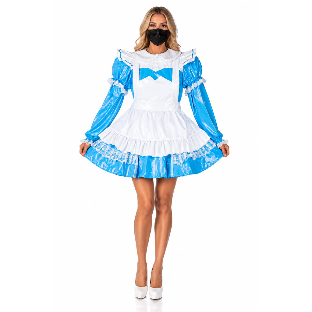 blaues dünnes PVC-Kleid G2164
