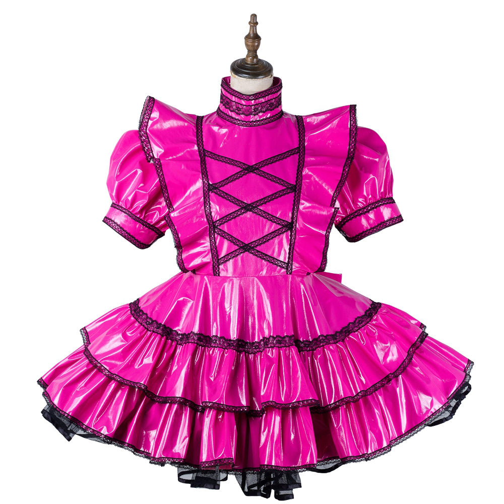 hot pink thin pvc dress G2166