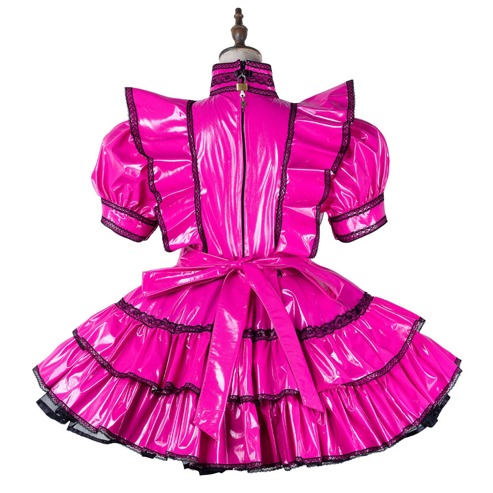 hot pink thin pvc dress G2166