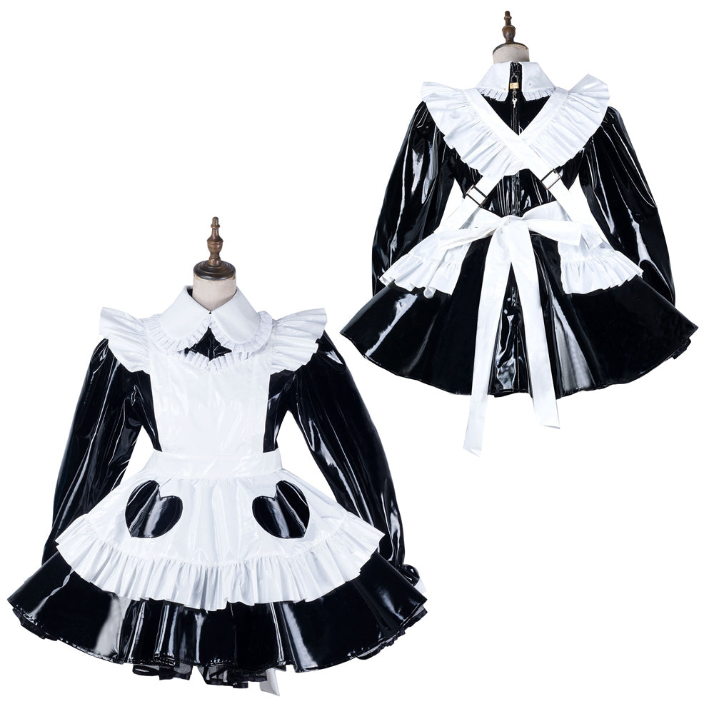schwarzes schweres PVC-Kleid G2170