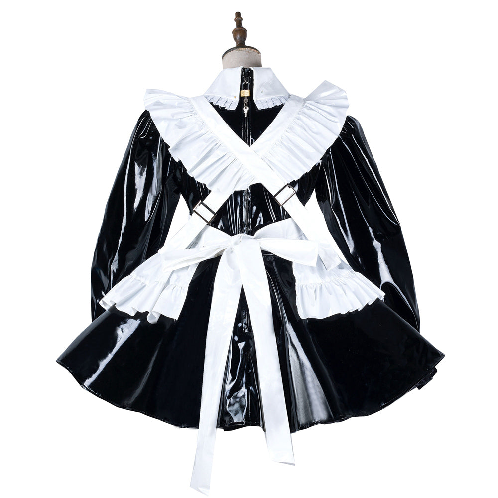 schwarzes schweres PVC-Kleid G2170