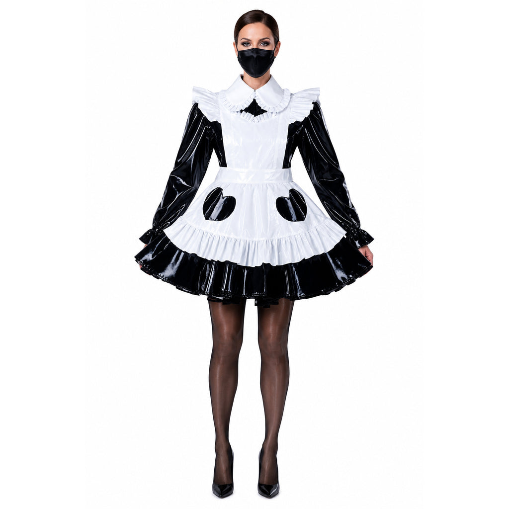 schwarzes schweres PVC-Kleid G2170