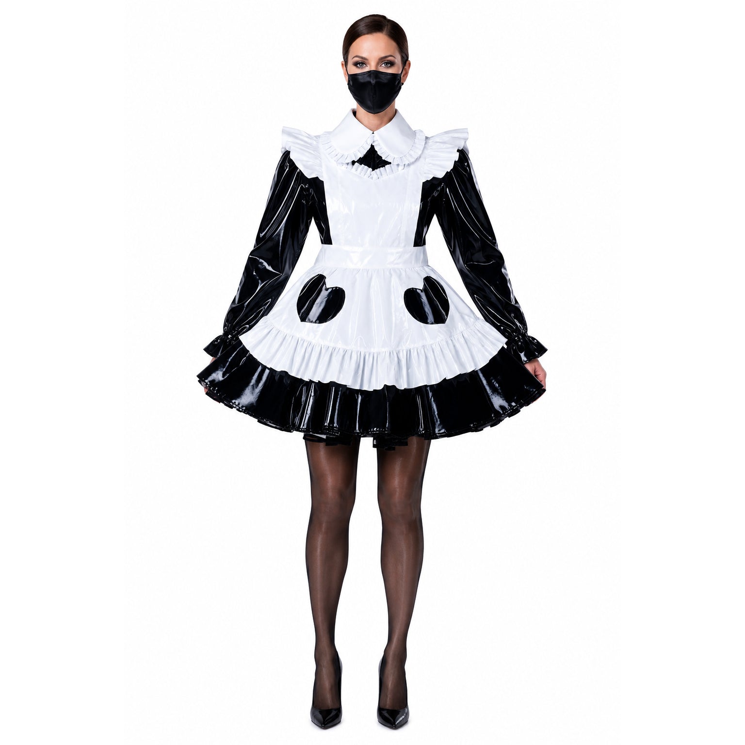 schwarzes schweres PVC-Kleid G2170