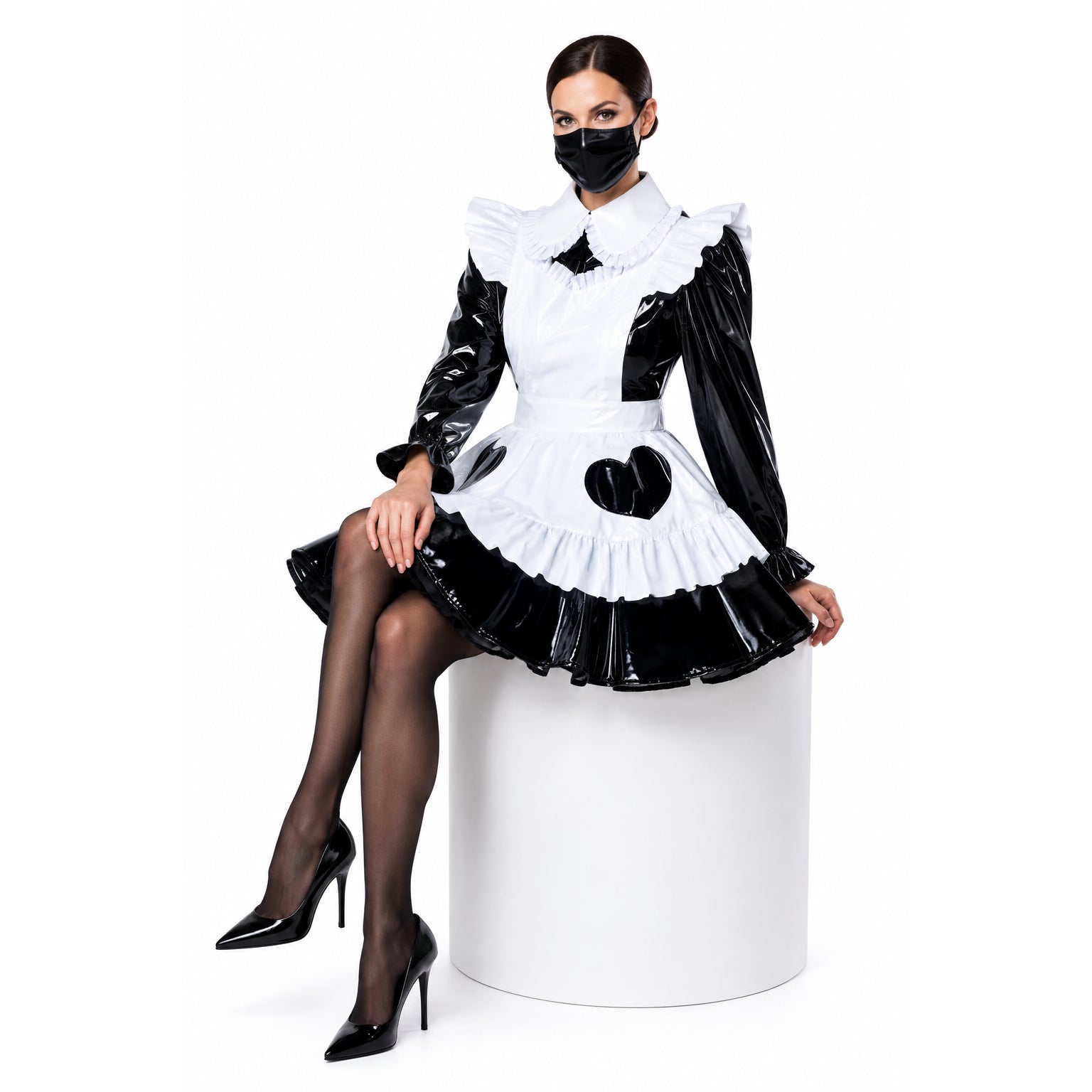 schwarzes schweres PVC-Kleid G2170