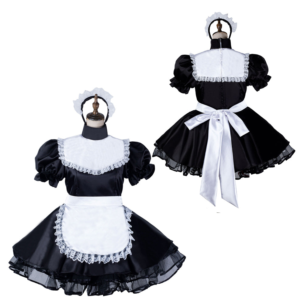 schwarzes Satinkleid G2173