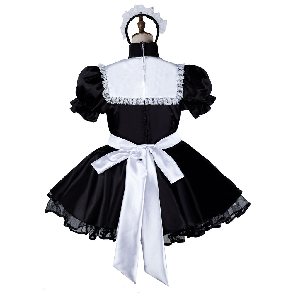 schwarzes Satinkleid G2173