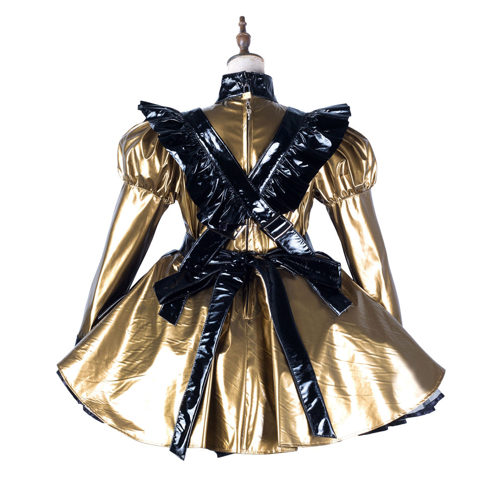 gold thin pvc dress G2174