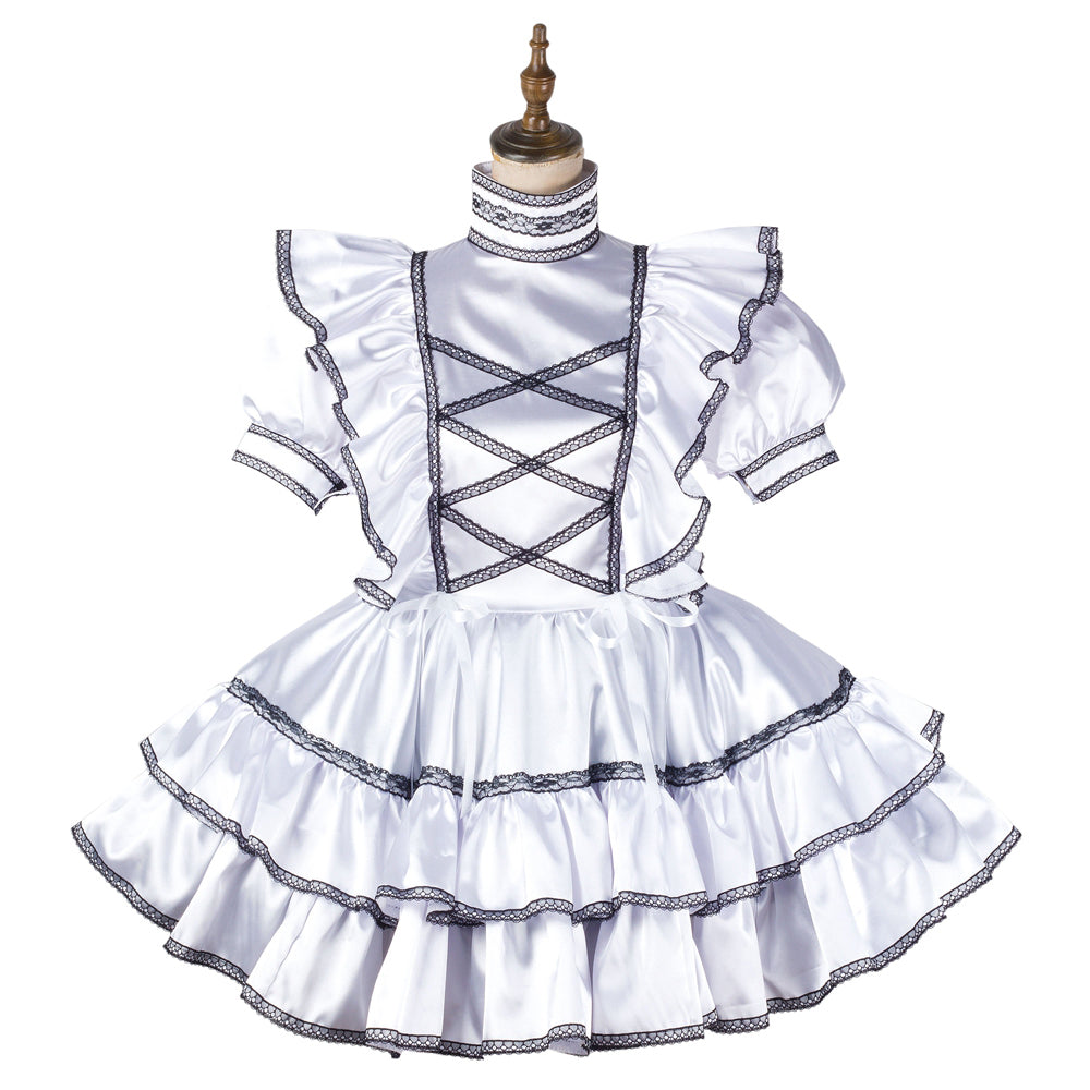 white satin dress G2175