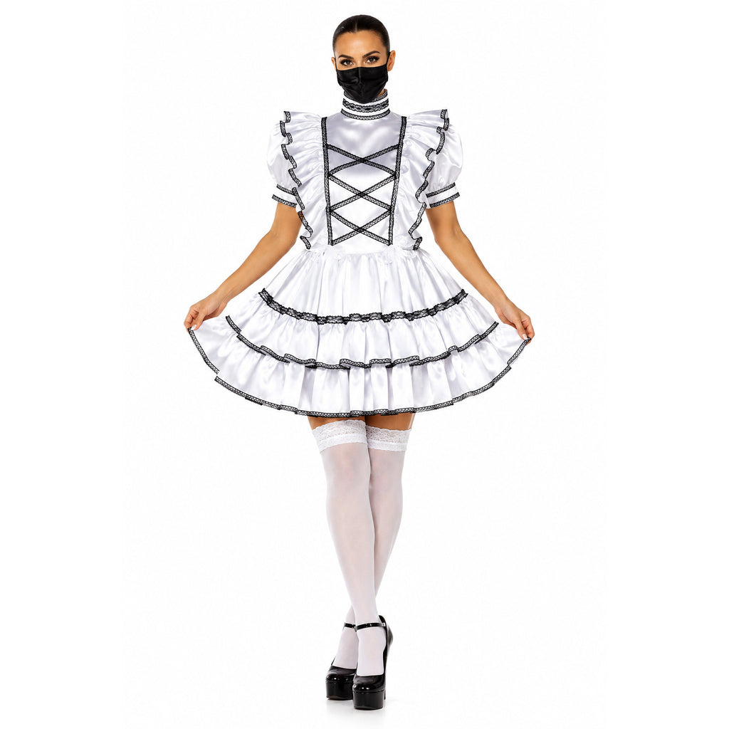 white satin dress G2175