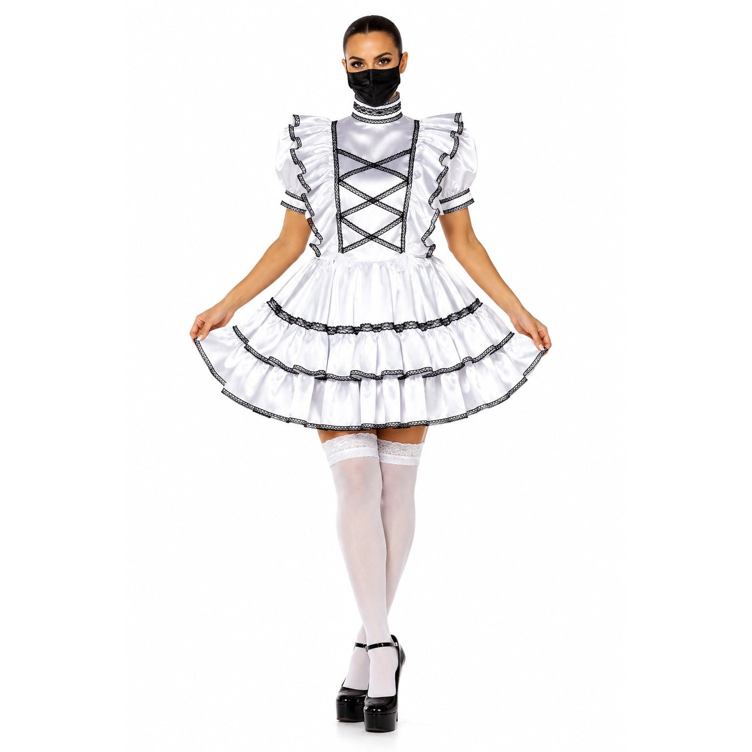 white satin dress G2175
