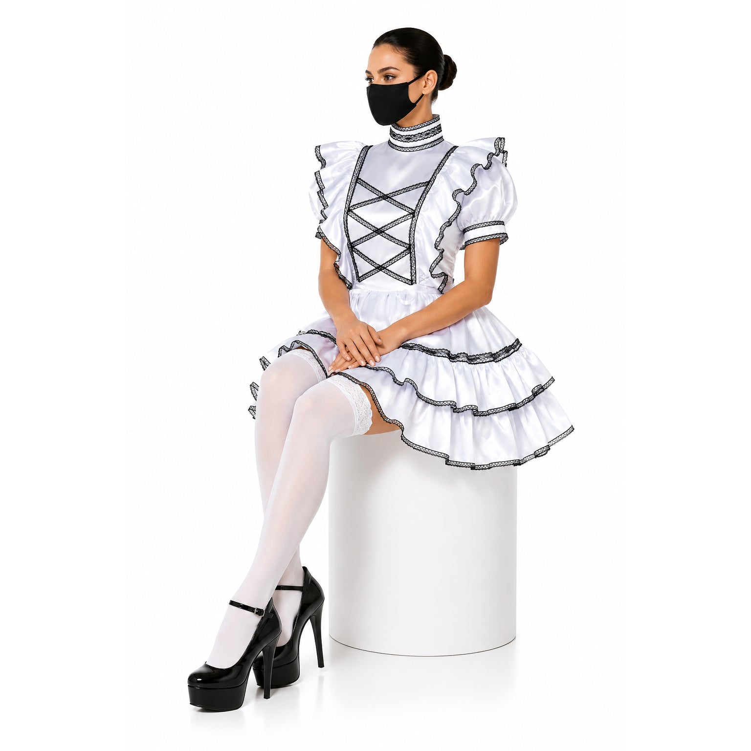 white satin dress G2175