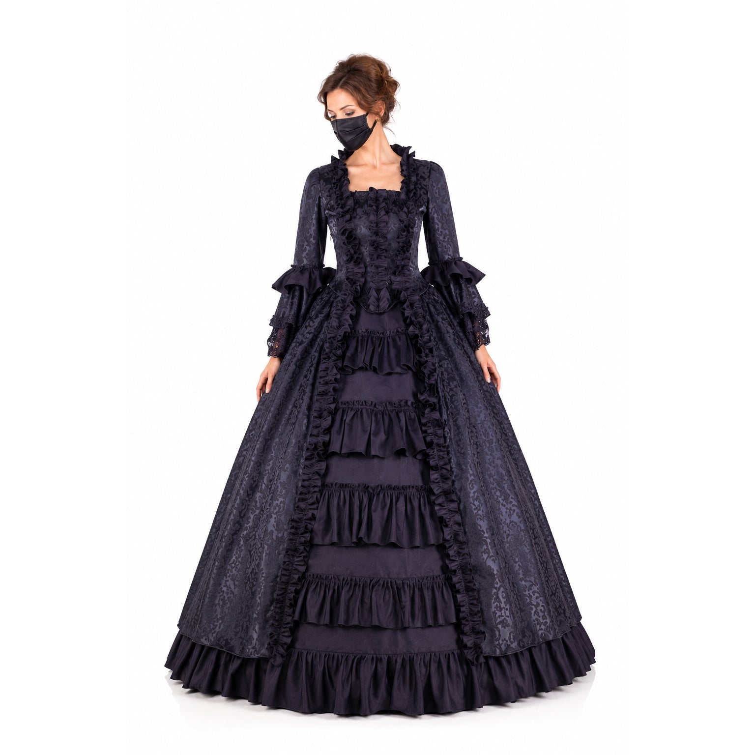 black satin cotton dress G2180