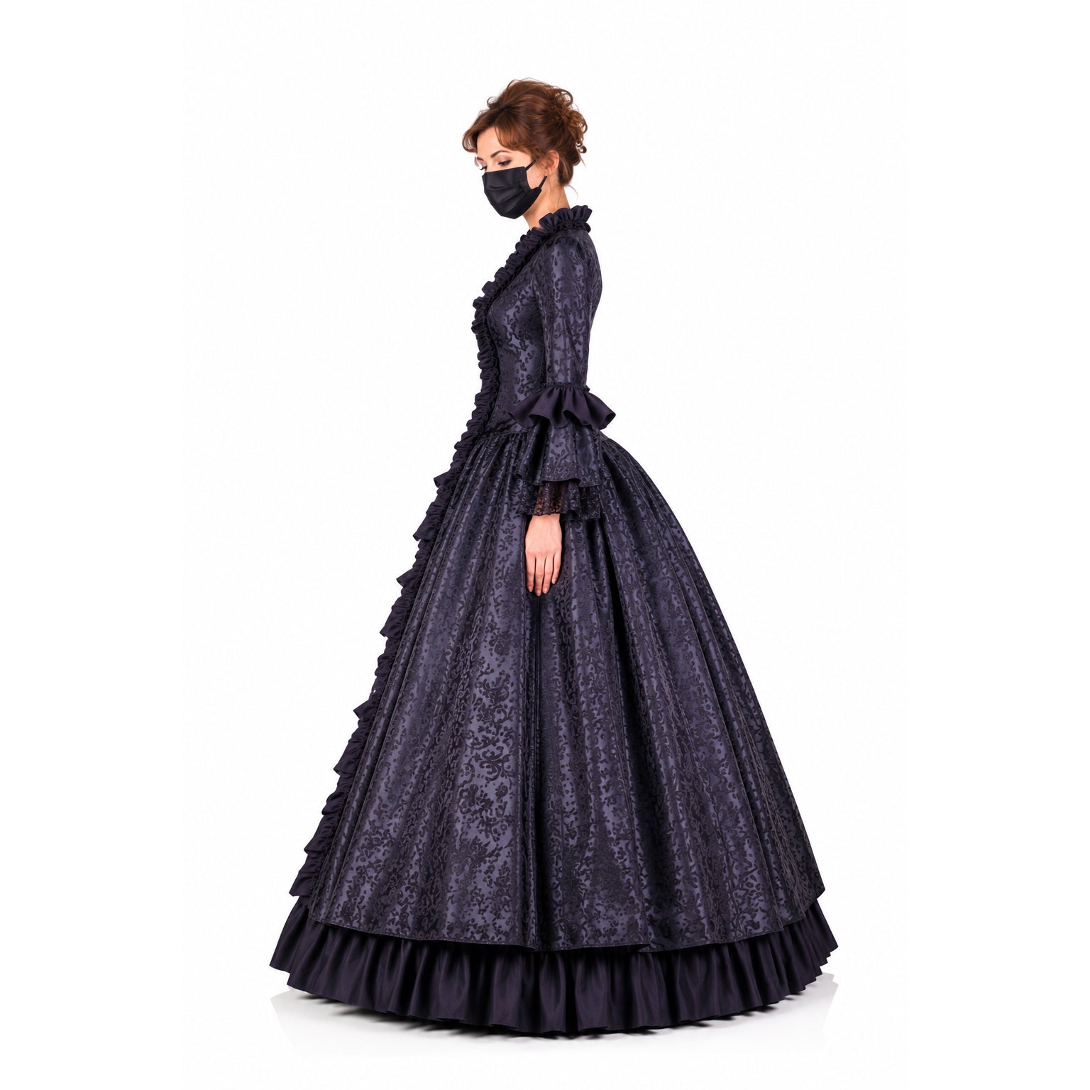 black satin cotton dress G2180