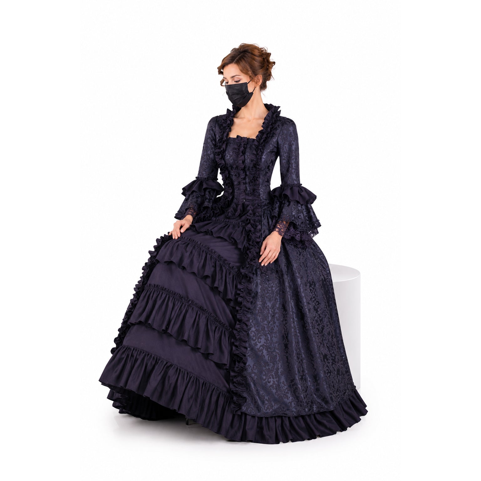 black satin cotton dress G2180