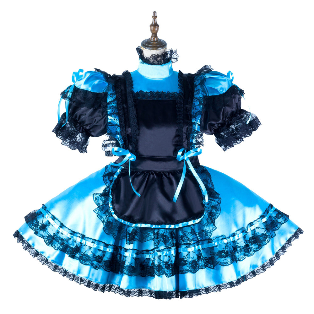 blue satin dress G2181