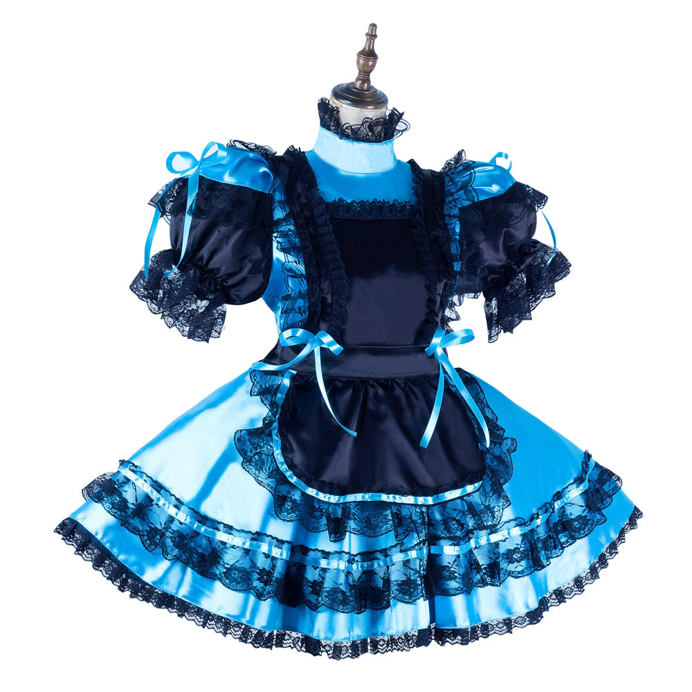 blue satin dress G2181
