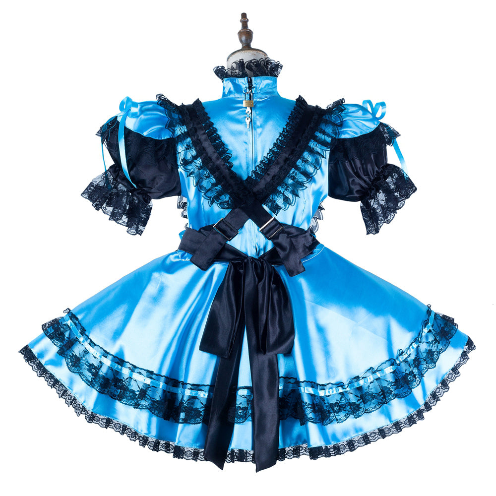 blue satin dress G2181