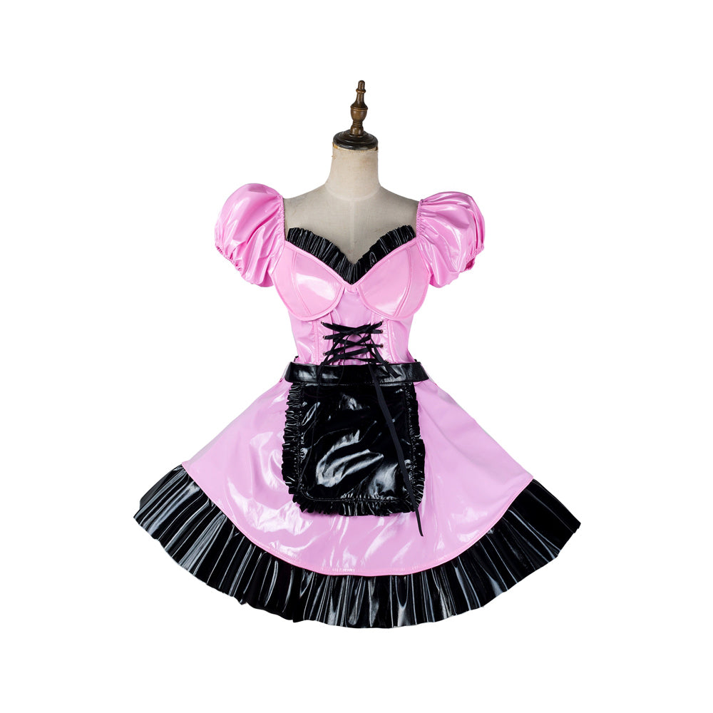 pink thin pvc dress G2182