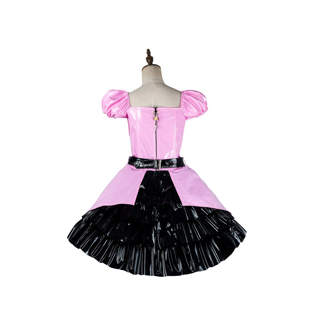 pink thin pvc dress G2182