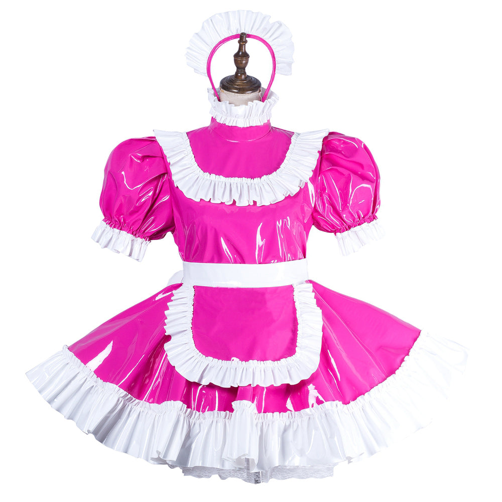 hot pink thin pvc dress G2185