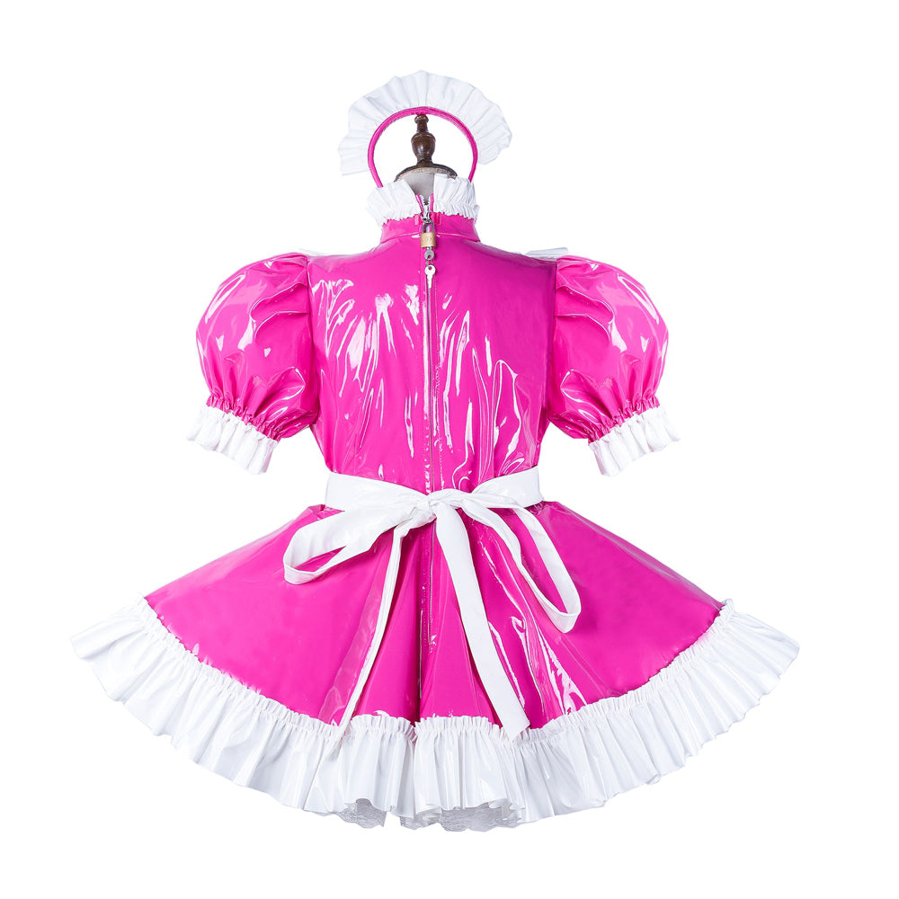 hot pink thin pvc dress G2185