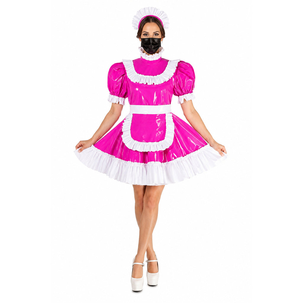 hot pink thin pvc dress G2185
