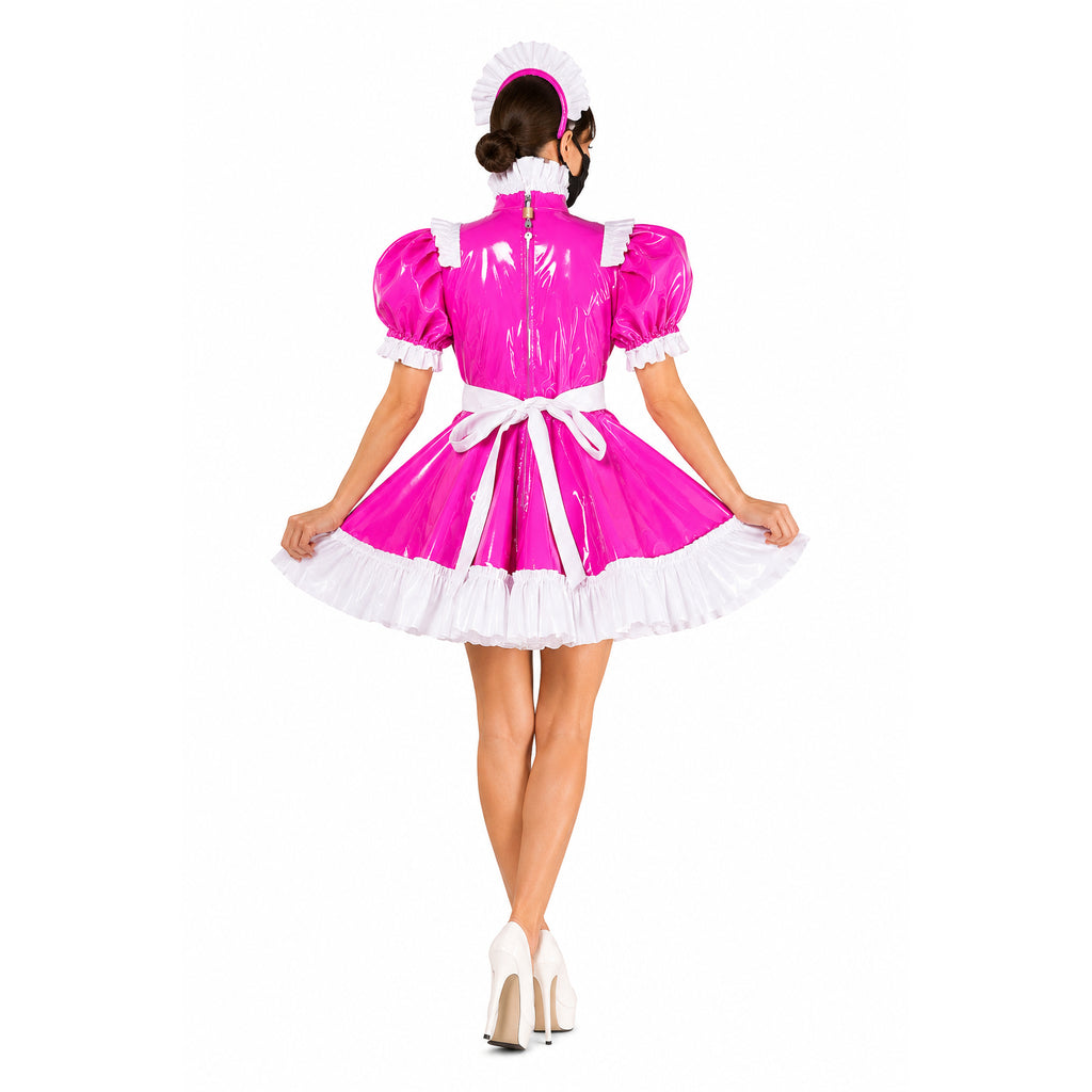 hot pink thin pvc dress G2185