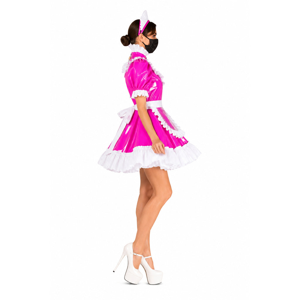 hot pink thin pvc dress G2185