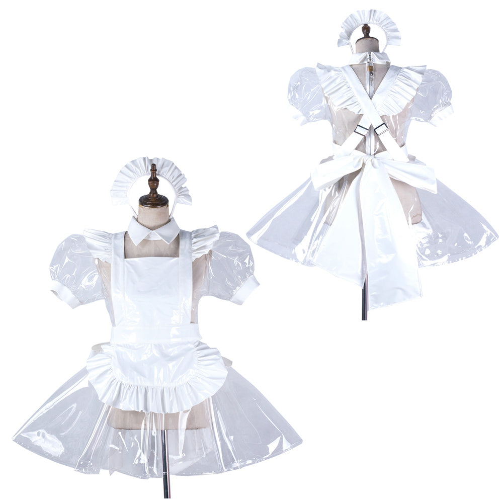 white clear pvc dress G2191