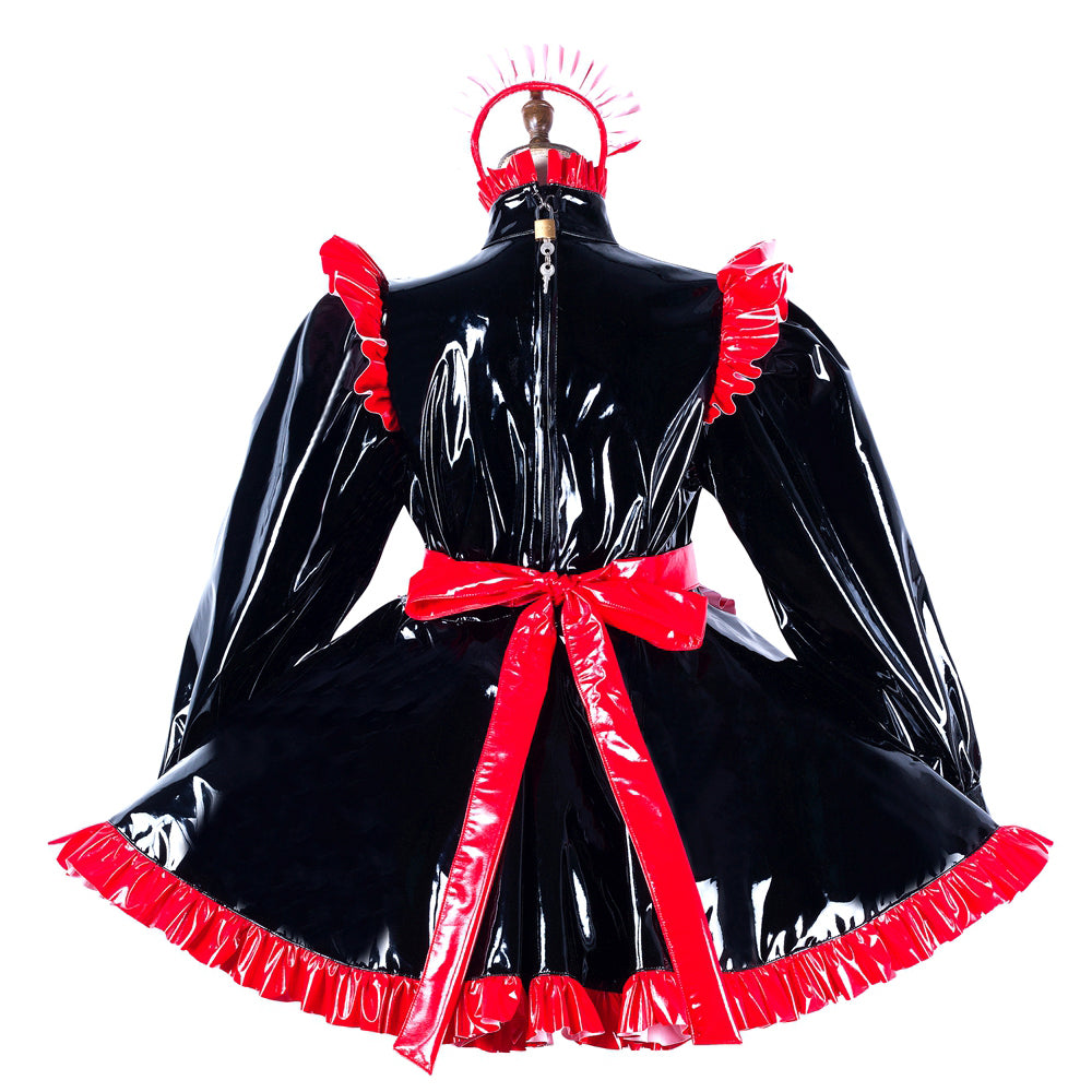 black heavy pvc dress G2193