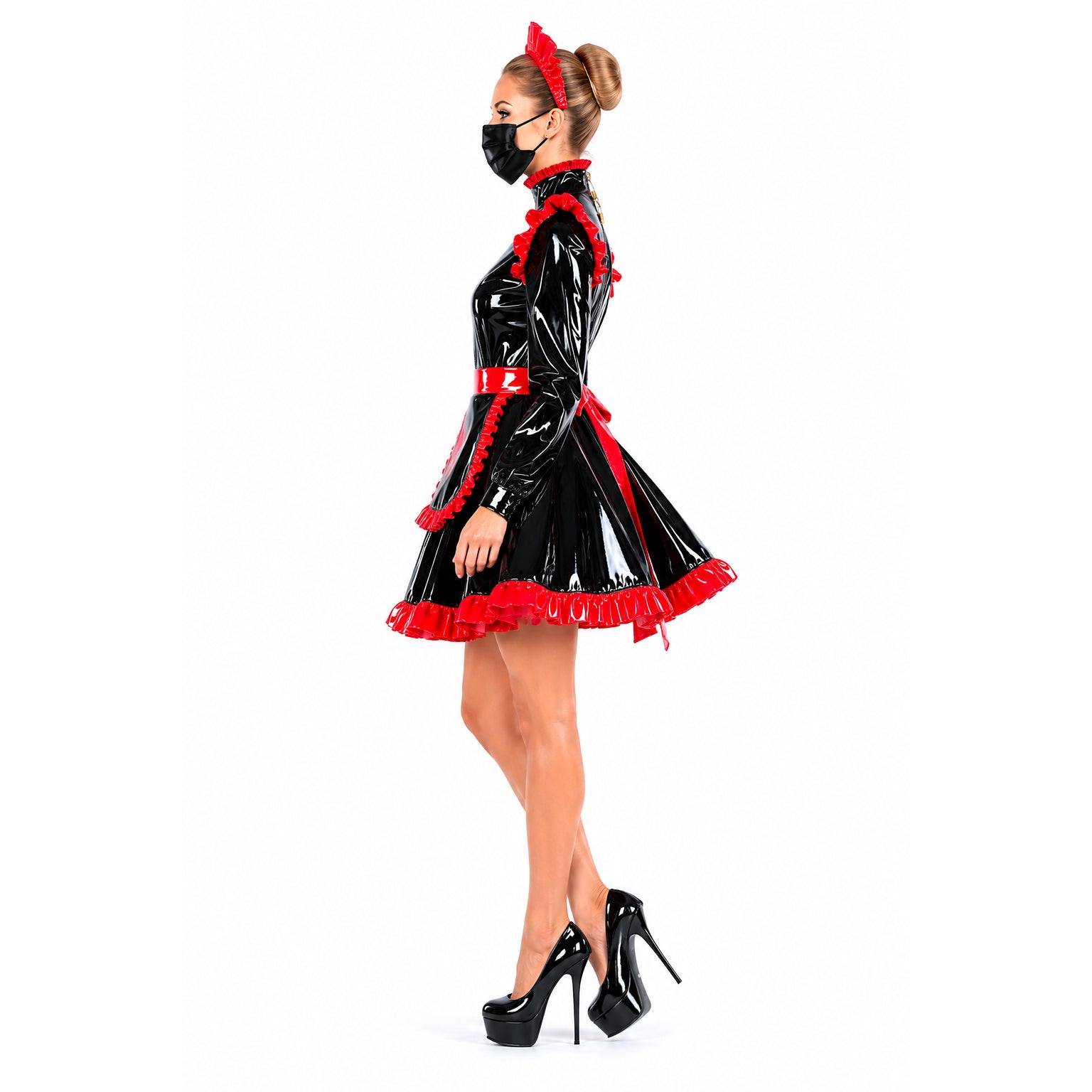 black heavy pvc dress G2193