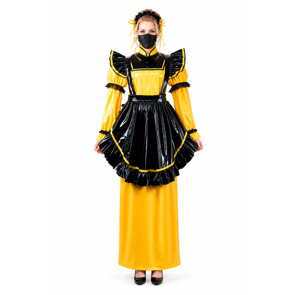 yellow thin pvc dress G2199