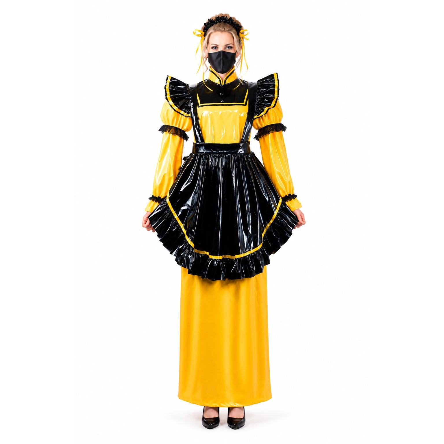 yellow thin pvc dress G2199