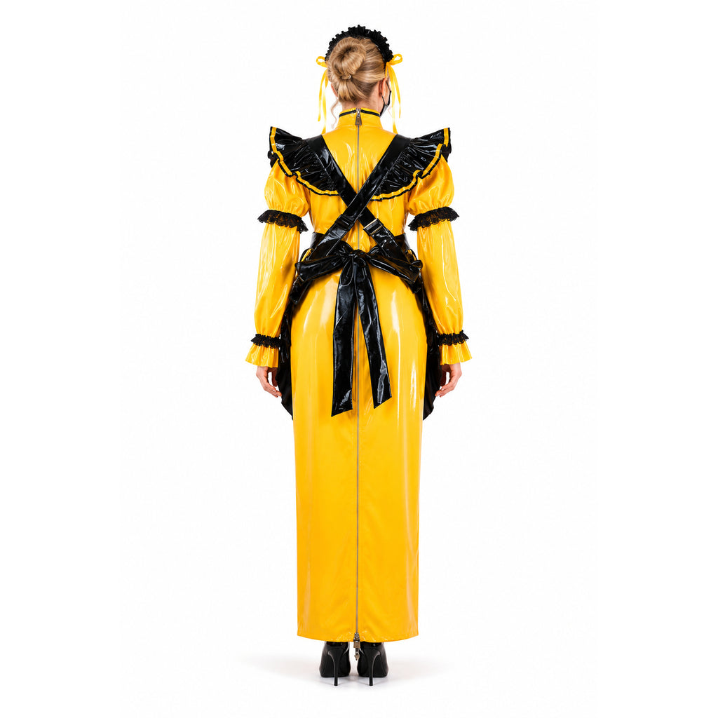 yellow thin pvc dress G2199